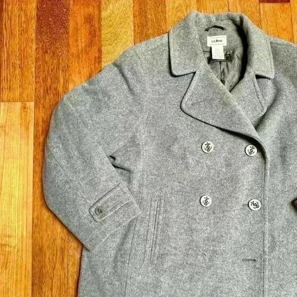 L.L. Bean | Women’s Grey Classic Lambswool Peacoat Jacket  Size 2X - Picture 4 of 14